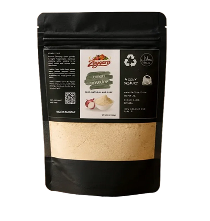 Zayqara Fresh Onion Powder – Pure Dehydrated Onion Spice for Cooking, BBQ & Daily Use