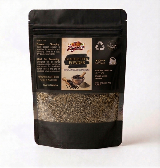 Premium Black Pepper Powder (Kali Mirch) - 100% Pure & Natural Ground Pepper | Zayqara